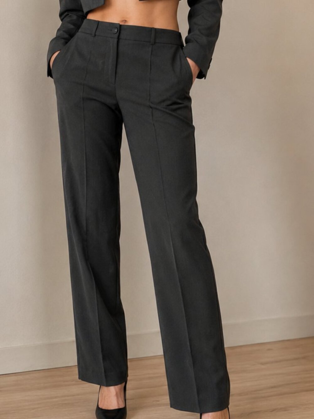 Avalin Charcoal Gray Slacks Size 10 Business Trousers Pants Straight Leg